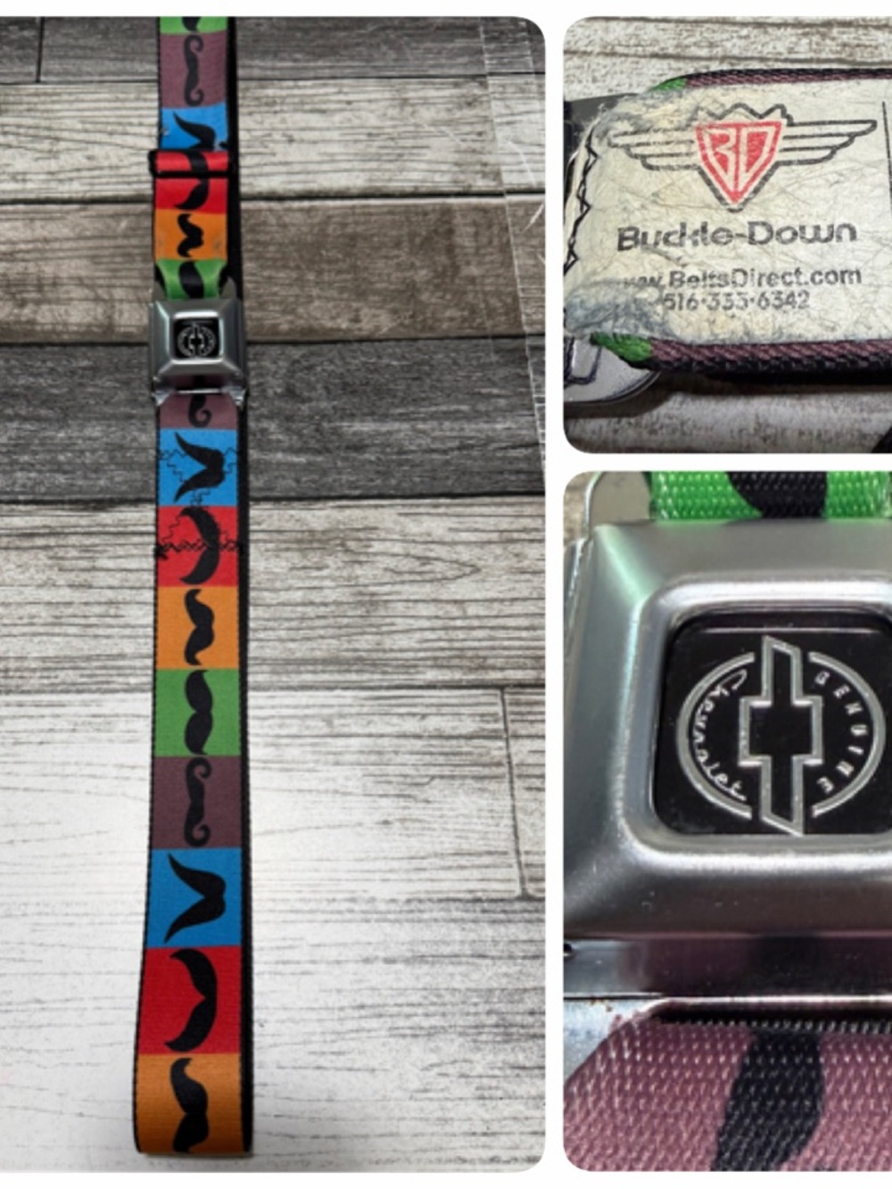 Buckle-Down Chevrolet Mustache Belt Multi Color READ